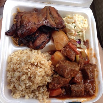 Mark's Place - Marks Special teriyaki chicken, beef stew, brown rice, Mac salad. Broke da' mouth! - Hawaiian Near Me - Lihue, Hawaii