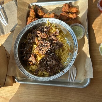 Nguyen's Kitchen - Garlic noodles with bulgolgi and chicken wings - Asian Fusion Near Me - Carson, California Nguyen's Kitchen - Garlic noodles with bulgolgi and chicken wings - Asian Fusion Near Me - Carson, California