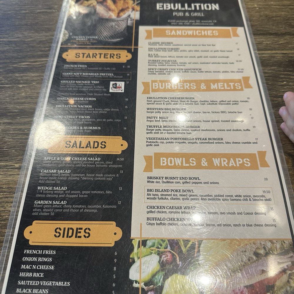 Ebullition Brew Works - Menu - Gastropubs Near Me - Temecula, California