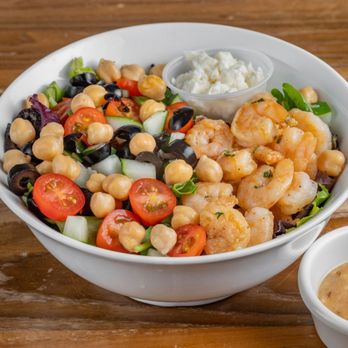 Nutrivida Food And Juice - Nutrirrenean Salad with shrimps - Juice Bars & Smoothies Near Me - Hialeah, Florida Nutrivida Food And Juice - Nutrirrenean Salad with shrimps - Juice Bars & Smoothies Near Me - Hialeah, Florida