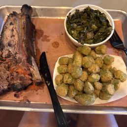 8-hour Beef Rib, collards and fries fried okra w/ spicy ranch 8-hour Beef Rib, collards and fries fried okra w/ spicy ranch