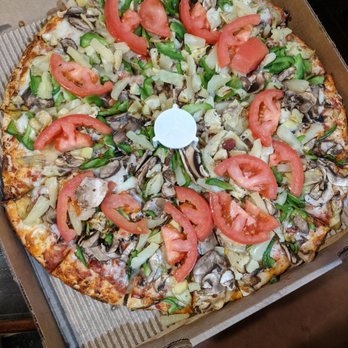 Mountain Mike's Pizza - Mt. Veggiemore pizza with pineapple instead of olives - Pizza Near Me - Highland, California Mountain Mike's Pizza - Mt. Veggiemore pizza with pineapple instead of olives - Pizza Near Me - Highland, California