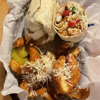 Tally's Tap & Eatery - Jerk chicken wrap w/ garlic parm fries - New American Near Me - Waukesha, Wisconsin Tally's Tap & Eatery - Jerk chicken wrap w/ garlic parm fries - New American Near Me - Waukesha, Wisconsin