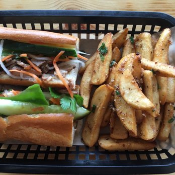 Blurr Kitchen - Pork Bahnmi, great deal because $7 and comes with fries :-) - Asian Fusion Near Me - Santa Clara, California Blurr Kitchen - Pork Bahnmi, great deal because $7 and comes with fries :-) - Asian Fusion Near Me - Santa Clara, California