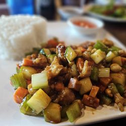Yum Asian Fusion & Sushi - Kung pow chicken was temp hot, and the right amount of spicey..