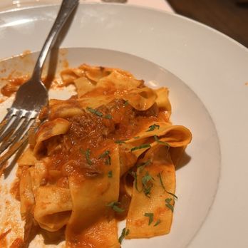 Osteria Laguna - What was left of the pasta and lamb (actual name unknown. heard my server say lamb and I said yes) - Italian Near Me - New York, New York Osteria Laguna - What was left of the pasta and lamb (actual name unknown. heard my server say lamb and I said yes) - Italian Near Me - New York, New York