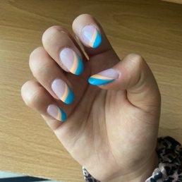 acrylic full set, french w/ 2 colors