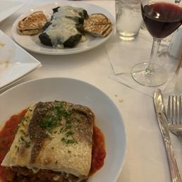 Grape leaves and moussaka! Grape leaves and moussaka!