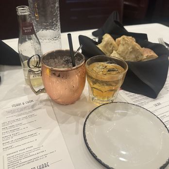 Harry & Izzy's - Mule, pour of Knobs, and delicious bread appy - Steakhouses Near Me - Indianapolis, Indiana