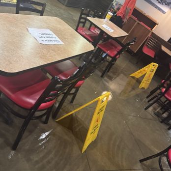Chicken Express - Another view of the wet floor signs hidden from customers behind the tables. - Fast Food Near Me - Del City, Oklahoma Chicken Express - Another view of the wet floor signs hidden from customers behind the tables. - Fast Food Near Me - Del City, Oklahoma