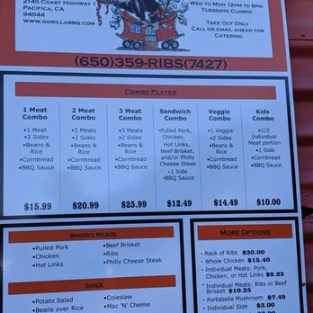 Gorilla Barbeque - Menu - Barbeque Near Me - Pacifica, California Gorilla Barbeque - Menu - Barbeque Near Me - Pacifica, California