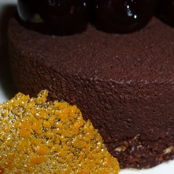 De Fuik - chocolate desert with plum sauce and cherry sorbet - Modern European Near Me - Aalst, GE