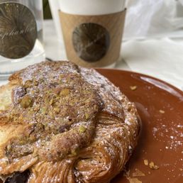 Pistacchio croissant and Cappuccino Pistacchio croissant and Cappuccino