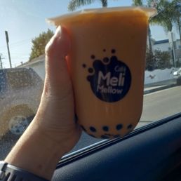 16oz Thai Milk Tea with boba ($5.75). Actually a good amount of boba despite how it looks!