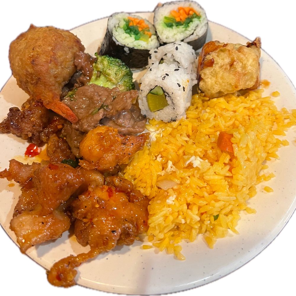 a plate of asian food