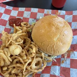 Colby's Grill at the Station - So-Cal burger with onion strings.