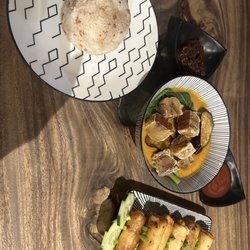 Cosmic - Garlic rice, lumpiang Shanghai, Kare Kare and vegan bagaoong.