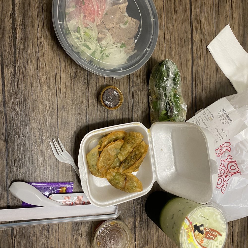 Pho Binh Westheimer - A7. Fried Dumplings Green Thai Tea - Vietnamese Near Me - Houston, Texas