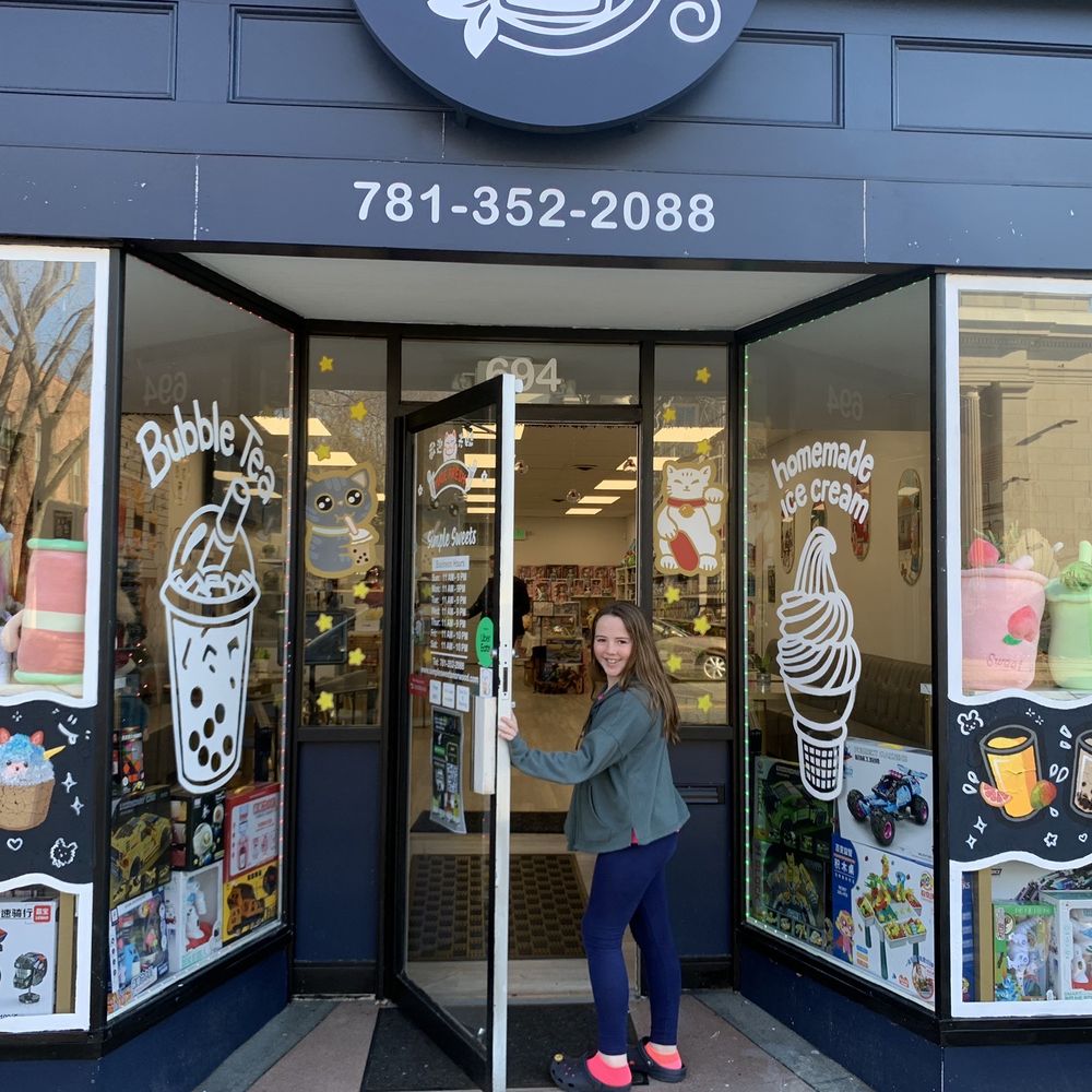Simple Sweets - a woman standing in front of a store - Bubble Tea Near Me - Norwood, Massachusetts Simple Sweets - a woman standing in front of a store - Bubble Tea Near Me - Norwood, Massachusetts