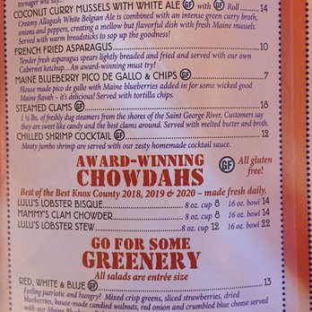 Claws - Menu page 1 - Seafood Near Me - Rockland, Maine