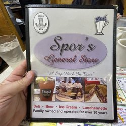 Spor's General Store & Luncheonette - Menu Cover