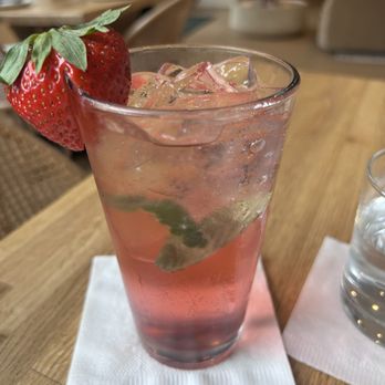 Saj - Homemade strawberry mint soda - very sweet but good - Mediterranean Near Me - Alpharetta, Georgia