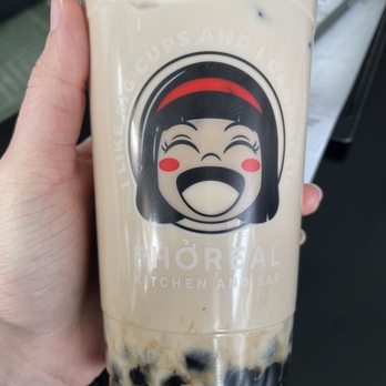Pho Real Kitchen & Bar - Blueberry Oolong Milk Tea with honey pearls - Asian Fusion Near Me - Des Moines, Iowa
