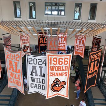 Ed Smith Stadium - A view of the championship flags from upstairs - Stadiums & Arenas Near Me - Sarasota, Florida Ed Smith Stadium - A view of the championship flags from upstairs - Stadiums & Arenas Near Me - Sarasota, Florida