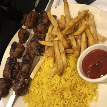 Grill Time - Beef shish kebob with yellow rice and fries - Kosher Near Me - Great Neck, New York Grill Time - Beef shish kebob with yellow rice and fries - Kosher Near Me - Great Neck, New York
