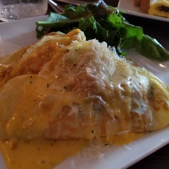 Teaspoon - Savory crêpe was cheesy, hearty and filling. Nice, light crêpes topped with a tasty hollandaise and a fresh green salad - Breakfast & Brunch Near Me - Tucson, Arizona