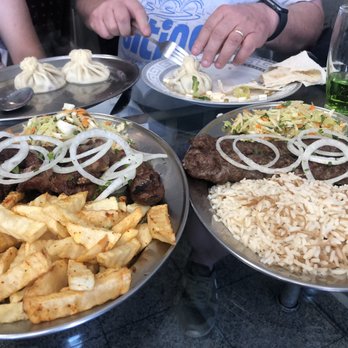 Kavkaz - Lamb kebab (left) and beef lula kebab. - Middle Eastern Near Me - Los Angeles, California Kavkaz - Lamb kebab (left) and beef lula kebab. - Middle Eastern Near Me - Los Angeles, California