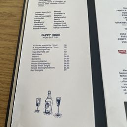 Drink menu Drink menu