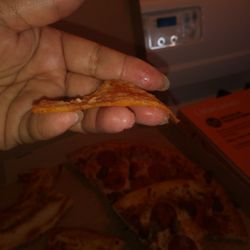 My pizza crust!!!! I took the toppings off so y'all could see just how thin that crust is!!!!