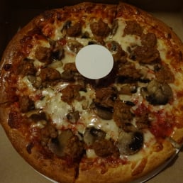 small sausage & mushroom pizza, at Bristol Pizza