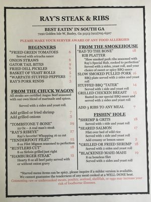 Menu photo 5 Ray's Steak and Ribs Baxley, GA Menu photo 5 Ray's Steak and Ribs Baxley, GA