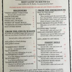 Ray's Steak and Ribs - New menu 2018 front page