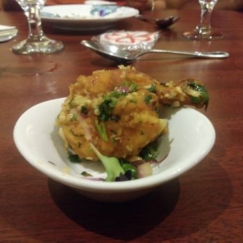 Bhog Multi-Cuisine Indian Restaurant - This is a sample I tried of the Shrimp Balchao Bruschetta. Looked the glazed/sauce on it and that you eat the entire shrimp like this. - Indian Near Me - Rocky Hill, Connecticut