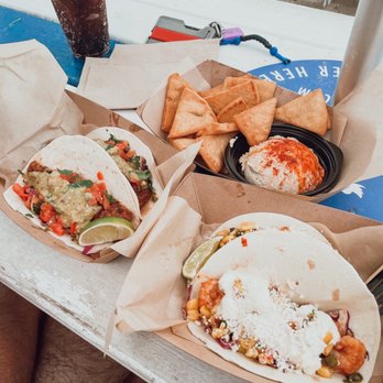 The Gulf - Mahi mahi tacos, shrimp tacos, and hummus starter - Burgers Near Me - Orange Beach, Alabama