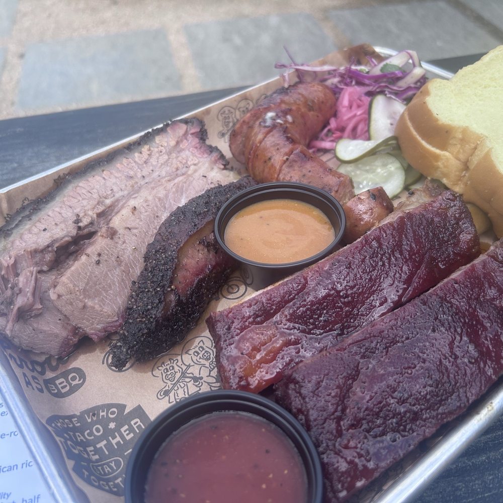 Brisket, sausage, ribs Brisket, sausage, ribs