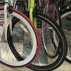 Bike wheels.