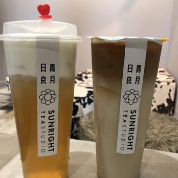 Sunright Tea Studio - Jasmine with cheese and coffee oolong milk tea - Bubble Tea Near Me - Diamond Bar, California