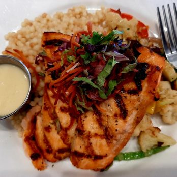 Pier 101 - Grilled salmon, veggies, couscous, $19.99 - Seafood Near Me - Rockwall, Texas Pier 101 - Grilled salmon, veggies, couscous, $19.99 - Seafood Near Me - Rockwall, Texas