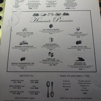 Sketch - Tea menu - French Near Me - London, XGL Sketch - Tea menu - French Near Me - London, XGL