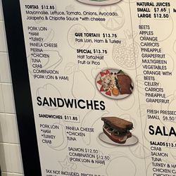 Que Tortas - Menu as of 4/9/26