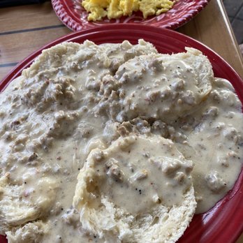 Dixie Cream Cafe - My husband's Biscuits and sausage gravy with an order of scrambled eggs. - Coffee & Tea Near Me - Windermere, Florida