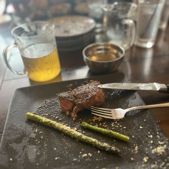 Speakeasy Steak & Ale House - NY Strip Medium Rare perfectly executed with asparagus. - Steakhouses Near Me - Celina, Ohio Speakeasy Steak & Ale House - NY Strip Medium Rare perfectly executed with asparagus. - Steakhouses Near Me - Celina, Ohio