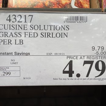 Costco Wholesale - Each package is 2 lbs and $9.79/lb.  The price tag said $5 off per lb, but the manger said it is $5 off per package. - Wholesale Stores Near Me - Montclair, California
