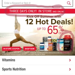 GNC - 65% off IN STORE AND ONLINE.went to the store near walmart, guy in the store said No its not. so what is this false advertising?