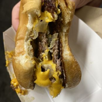 The Friendly - Flattop burger (it comes as a double) $8 - Pizza Near Me - San Diego, California The Friendly - Flattop burger (it comes as a double) $8 - Pizza Near Me - San Diego, California