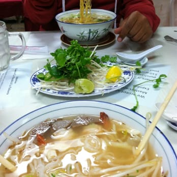 Le Paradis - Combination egg noodle soup in the back and combination noodle soup! - Vietnamese Near Me - Hayward, California